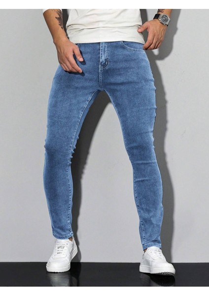 Erkek Slim Fit Denim Kot Pantolon Jean