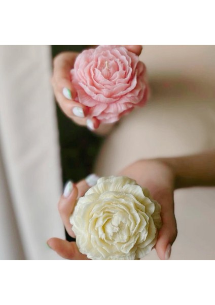Beyaz ve Pembe Şakayık Tasarım Özel Gün Mum, Nişan,düğün 20'li
