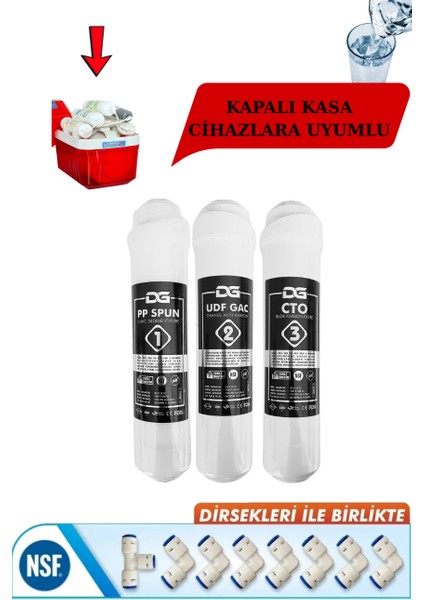 3lü Kapalı Kasa Su Arıtma Cihazı Filtre Seti 6 Aylık Set-