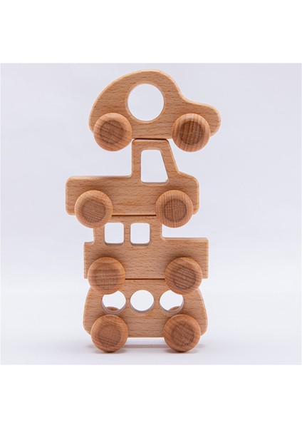 Mıx 4pc Stili Bebek Ahşap Araba Oyuncak Çizgi Film Eğitici Montessori Oyuncaklar Çocuklar Için Kayın Ahşap Bloklar Diş Kaşıyıcı Bebek Dişlikler (Yurt Dışından)