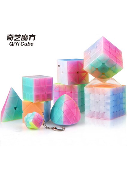 Tekerlek Stili Yeni Qiyi Axis Magic Cube Jöle Renkli 2x2 3x3 4x4 5x5 Anahtarlık Piramit Profesyonel Hız Küpü Çocuklar Eğitici Oyuncak (Yurt Dışından)
