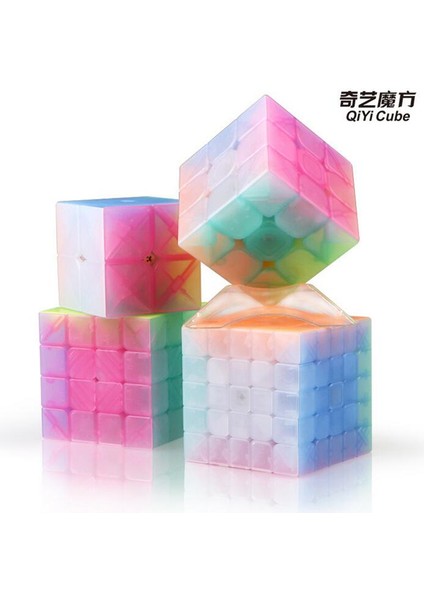 Tekerlek Stili Yeni Qiyi Axis Magic Cube Jöle Renkli 2x2 3x3 4x4 5x5 Anahtarlık Piramit Profesyonel Hız Küpü Çocuklar Eğitici Oyuncak (Yurt Dışından)