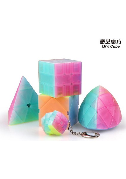 Tekerlek Stili Yeni Qiyi Axis Magic Cube Jöle Renkli 2x2 3x3 4x4 5x5 Anahtarlık Piramit Profesyonel Hız Küpü Çocuklar Eğitici Oyuncak (Yurt Dışından)