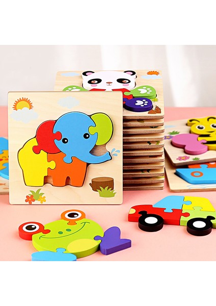 Araba Tarzı Bebek Oyuncakları Ahşap 3D Bulmaca Tangram Şekiller Öğrenme Karikatür Hayvan Zeka Puzzle Oyuncakları Çocuklar Için Eğitici (Yurt Dışından)