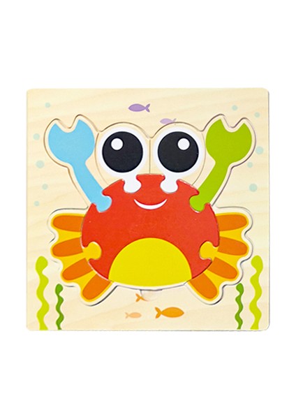 Yengeç Tarzı Bebek Ahşap Oyuncaklar 3D Bulmaca Karikatür Hayvan Zeka Jigsaw Bulmaca Şekil Eşleştirme Montessori Oyuncaklar Çocuklar Için Hediye (Yurt Dışından)