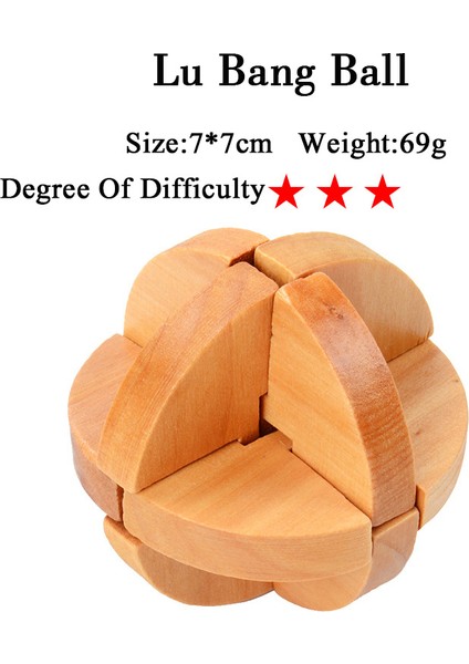 Lu Bang Topu Stili Yetişkinler ve Çocuklar Için 3D Ahşap Tekerlekli Bulmaca Oyuncağı Kong Ming Kiliti Lu Ban Kilidi (Yurt Dışından)