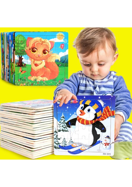 FH-213 Stili Sıcak Satış 20 Dilim Ahşap Bulmaca Oyuncak Çocuk Bebek Eğitici Öğrenme Oyuncakları Çizgi Film Hayvanlar Araç Ahşap Yapbozlar (Yurt Dışından) modelleri