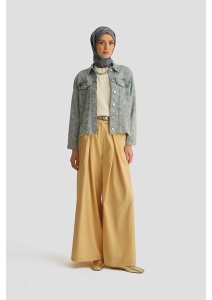 Fisto İşlemeli Denim Ceket 25YD9119 Mavi
