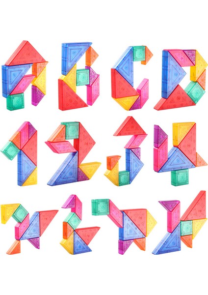 Çocuklar Için Renkli Manyetik 3D Tangram Puzzle Oyunu Eğitici Çizim Tahtası Oyuncak - Montessori Eğitim Oyuncakları (Yurt Dışından)