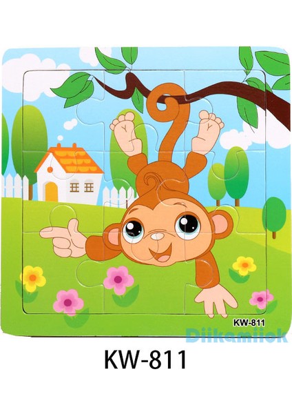 KW-811 Stili Ahşap Bulmaca Hayvanlar ve Araçlar Çocuk Eğitici Oyuncaklar Bebek Ahşap Oyuncak Hediye 9 Parça- Satış. (Yurt Dışından)