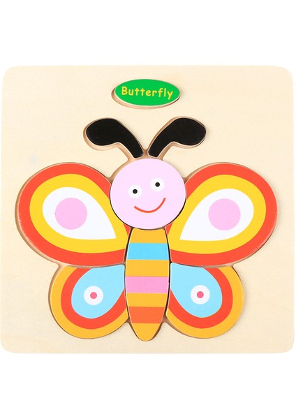 11-Kelebek Tarzı Çocuklar Için Montessori Ahşap 3D Bulmaca Yapboz Oyuncakları Karikatür Hayvan Araç Ahşap Bulmacalar Zeka Çocuk Bebek Eğitici Oyuncak (Yurt Dışından)