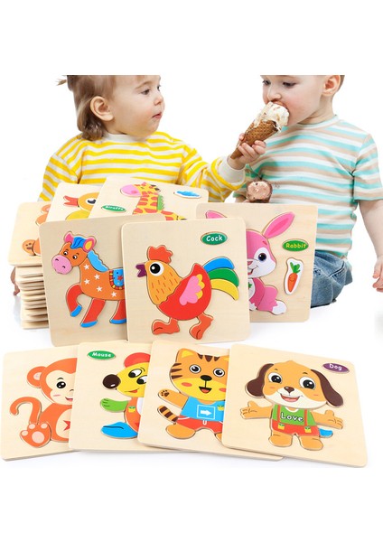 11-Kelebek Tarzı Çocuklar Için Montessori Ahşap 3D Bulmaca Yapboz Oyuncakları Karikatür Hayvan Araç Ahşap Bulmacalar Zeka Çocuk Bebek Eğitici Oyuncak (Yurt Dışından)