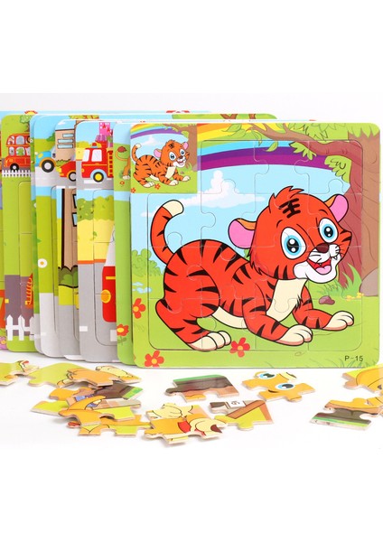 24 Ördek Stili Çocuklar Için Ahşap 3D Puzzle Jigsaw Trafik Hayvanlar Eğitici Oyuncak - Küçük Boyut 11*11CM (Yurt Dışından)