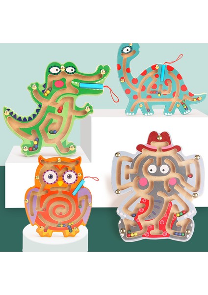 Baykuş Oyuncak 145 Tarzı Çocuk Montessori Erken Öğrenme Eğitici Oyuncaklar Ahşap Manyetik Hayvan Labirent Bulmaca Dinozor Yürüyen Boncuk Labirent Çocuk Oyuncakları (Yurt Dışından)