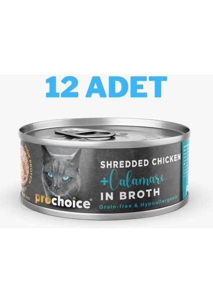 Prochoice Deluxe Shredded Chicken&calamari Kedi Konservesi 12X70 gr