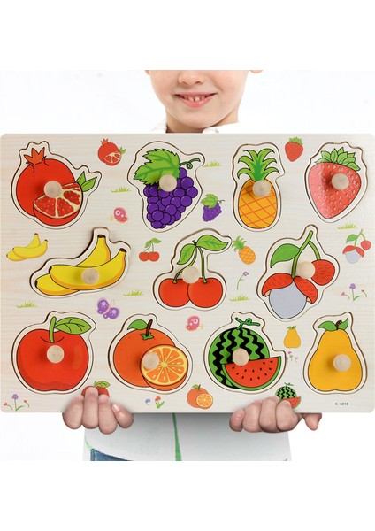 A3016 Stili Montessori Ahşap Puzzle El Tutma Panoları Oyuncaklar Tangram Mozaik Bebek Eğitici Oyuncaklar Karikatür Araç Hayvanlar Meyveler 3D Puzzle (Yurt Dışından)