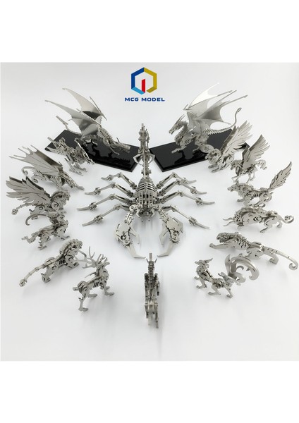 Kurt Tarzı Yetişkin ve Çocuklar Için 3D Metal Model Çin Zodyak Dinozorları Batı Ateş Ejderhası Dıy Montaj Modeller Oyuncaklar Koleksiyon Masaüstü (Yurt Dışından)