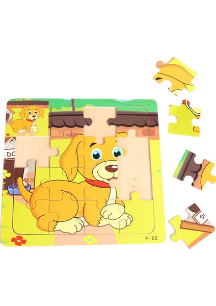 4 Horoz Tarzı Çocuklar Için Ahşap 3D Puzzle Jigsaw Trafik Hayvanlar Eğitici Oyuncak - Küçük Boyut 11*11CM (Yurt Dışından)