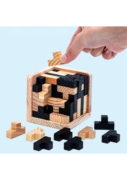 Red Ball Lock Stilini Alın Çocuklar Için Eğitici Ahşap Ming Luban 3D Küp Bulmaca Oyuncakları (Yurt Dışından)