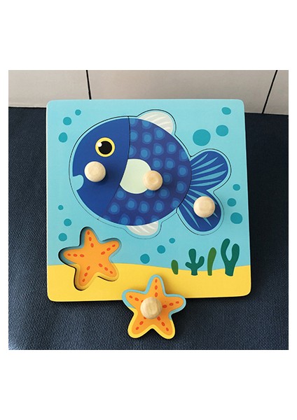 HH053Y Stili Karikatür Hayvan Ahşap Yapboz Bebek Montessori Erken Eğitim Öğrenme Oyuncak Çocuk El Tutma Tahtası 3D Bulmaca Ahşap Oyuncaklar Için Çocuk (Yurt Dışından)