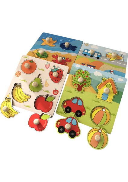 HH053Y Stili Karikatür Hayvan Ahşap Yapboz Bebek Montessori Erken Eğitim Öğrenme Oyuncak Çocuk El Tutma Tahtası 3D Bulmaca Ahşap Oyuncaklar Için Çocuk (Yurt Dışından)