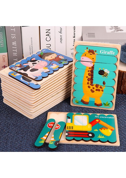 WT262 1pc Stili Bebek Ahşap Montessori Bulmaca Çocuk Oyun Ahşap Bulmaca 3D Karikatür Hayvan Bulmaca Bebek Oyuncakları Bulmacalar Çocuklar Için 1 Yaşında (Yurt Dışından) modelleri