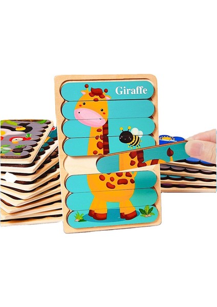 WT262 1pc Stili Bebek Ahşap Montessori Bulmaca Çocuk Oyun Ahşap Bulmaca 3D Karikatür Hayvan Bulmaca Bebek Oyuncakları Bulmacalar Çocuklar Için 1 Yaşında (Yurt Dışından) fırsatları