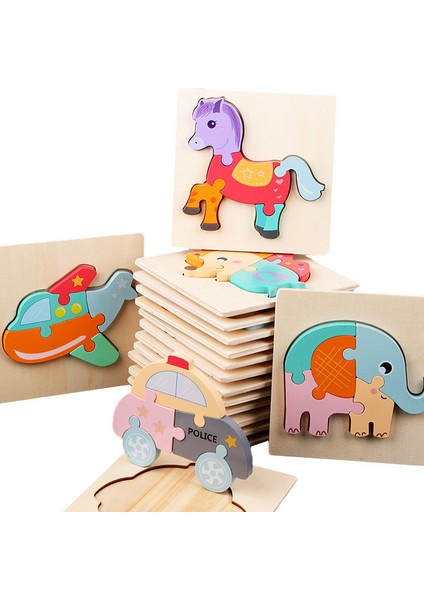 WT262 1pc Stili Bebek Ahşap Montessori Bulmaca Çocuk Oyun Ahşap Bulmaca 3D Karikatür Hayvan Bulmaca Bebek Oyuncakları Bulmacalar Çocuklar Için 1 Yaşında (Yurt Dışından) indirimleri