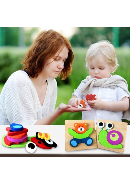 Ayı Stili Montessori Malzemeler Çocuklar Jigsaw Tahtası Eğitici Ahşap Oyuncaklar Bebekler Için Bulmaca Tangram Karikatür Baykuş Bebek Oyuncakları (Yurt Dışından)