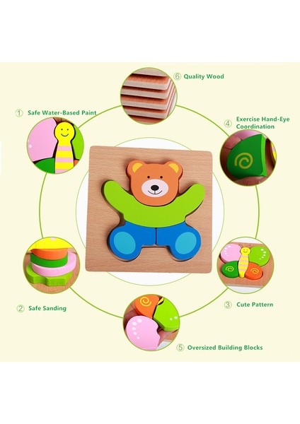 Ayı Stili Montessori Malzemeler Çocuklar Jigsaw Tahtası Eğitici Ahşap Oyuncaklar Bebekler Için Bulmaca Tangram Karikatür Baykuş Bebek Oyuncakları (Yurt Dışından)