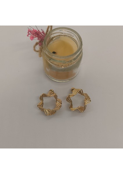 Akordiyon Yıldız Gold Renk Çelik Küpe fırsatları