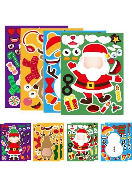 Çocuklar Için Kendin Yap Yapışkanlı Yüz Puzzle Oyunları Noel Baba Kar Tanesi Geyik Giydirme Bulmaca Eğitim Oyuncakları (Yurt Dışından)