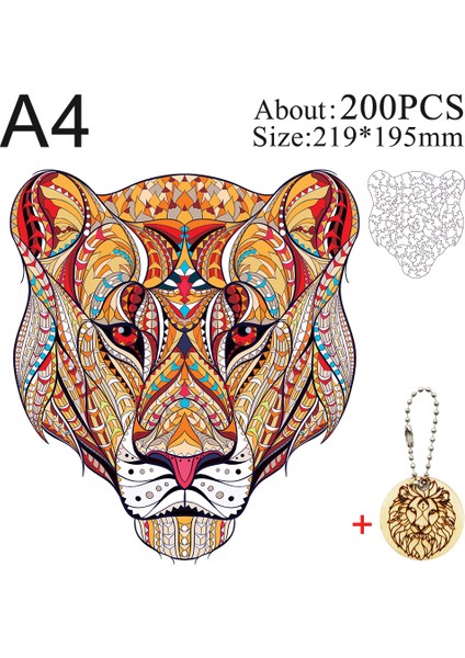 Sz-07-A4 Stili Eşsiz Ahşap Hayvan Puzzle Gizemli Aslan 3D Puzzle Hediye Eğitici Oyun Oyuncaklar Yetişkinler Çocuklar Için Eğlenceli (Yurt Dışından)