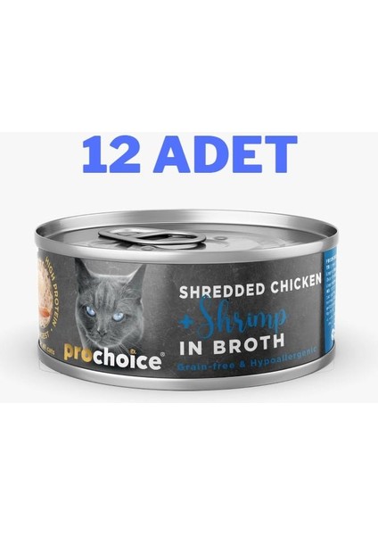 Prochoice Deluxe Shredded Chicken&shrimp Kedi Konservesi 12X70 gr