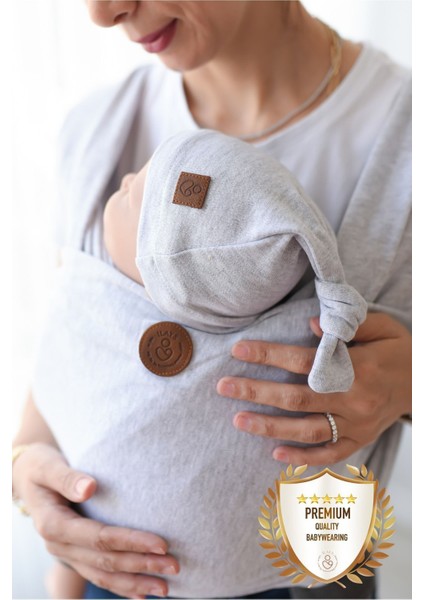 Premium Birinci Sınıf Pamuklu Esnek Wrap Sling Gri (Babywearinge Özel Üretim Kumaş)