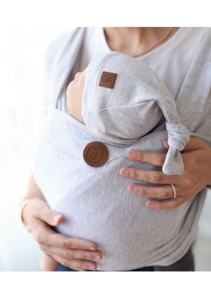 Premium Birinci Sınıf Pamuklu Esnek Wrap Sling Gri (Babywearinge Özel Üretim Kumaş)