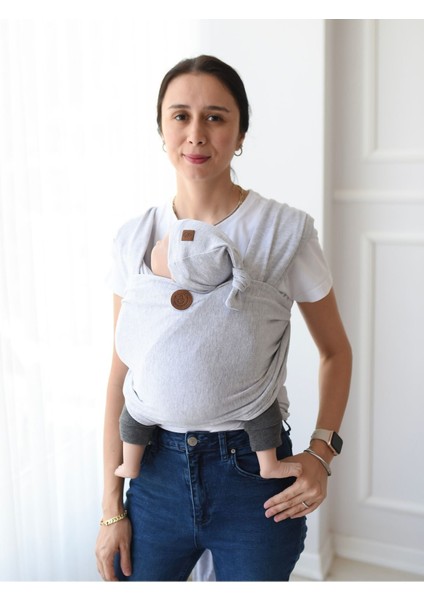 Premium Birinci Sınıf Pamuklu Esnek Wrap Sling Gri (Babywearinge Özel Üretim Kumaş)