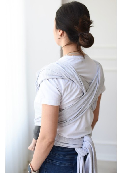 Premium Birinci Sınıf Pamuklu Esnek Wrap Sling Gri (Babywearinge Özel Üretim Kumaş)