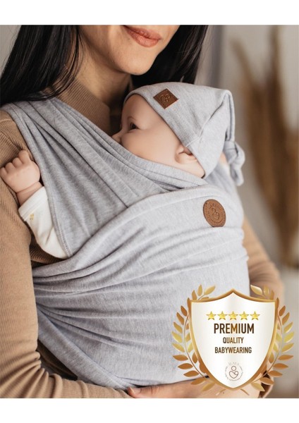 Premium Birinci Sınıf Pamuklu Esnek Wrap Sling Gri (Babywearinge Özel Üretim Kumaş)