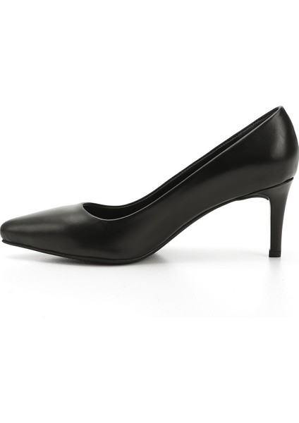 Kadın Siyah Sivri Burun Ince Topuklu Hakiki Deri Stiletto