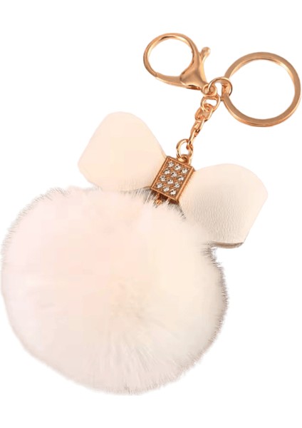 Moda Ponpon Anahtarlık Yaratıcı Pu Yay Anahtarlık Parlak Rhinestones ile Kadın El Çantası Süsler Araba Anahtar Tutucu Aksesuarları (Yurt Dışından)