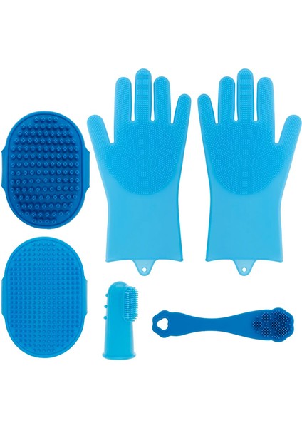 Silicone Pet Banyosu Eldivenleri Pet Tüy Bakımı Eldiveni Silikon Pet Temizleme Fırçası Yı Banyosu Masaj Köpek Kedi Fırça Eldivenleri Renk:mavi 8ADET (Yurt Dışından)