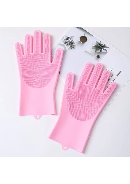 Evcil Hayvan Bakımı Temizleme Eldivenleri Köpek Kedi Banyosu Şampuan Eldiveni Sünger Magic Bulk Temizleyici Sünger Saç Teması Eldiveni Renk:Pembe (Yurt Dışından)