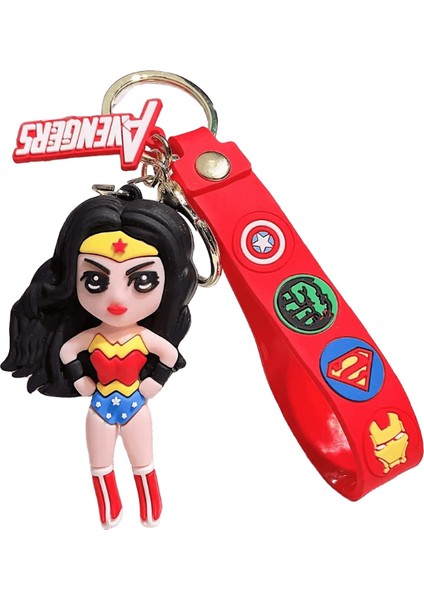 Çizgi Roman Süper Kahraman Silikon Anahtarlık Karikatür 3D Batman Superman The Flash Wonder Woman Hayranları Için Anahtarlık Bpack Aksesuarları Renk:2 (Yurt Dışından)