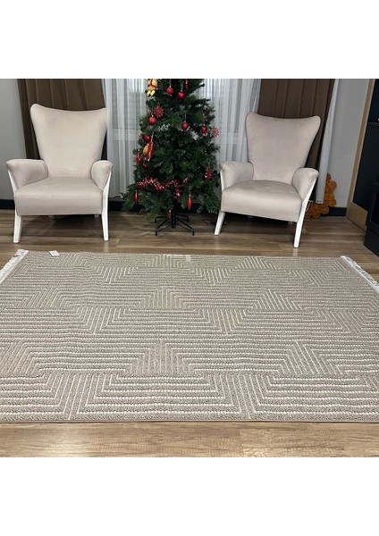 Vega S5511A Vizon Bej Hav Toz Vermez Hasır Dokuma Modern Makina Halısı