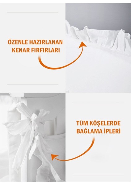 Fırfırlı Somon 90X190 Renk Beşik /montessori Kenar Koruma ve Nevresim Takımı Uyku Seti