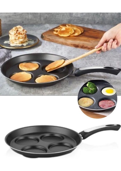 4 Gözlü Pankek Tava - Burger Köfte Tavası Hamburger Tava Xl Pancek Kahvaltı Tavası Omlet
