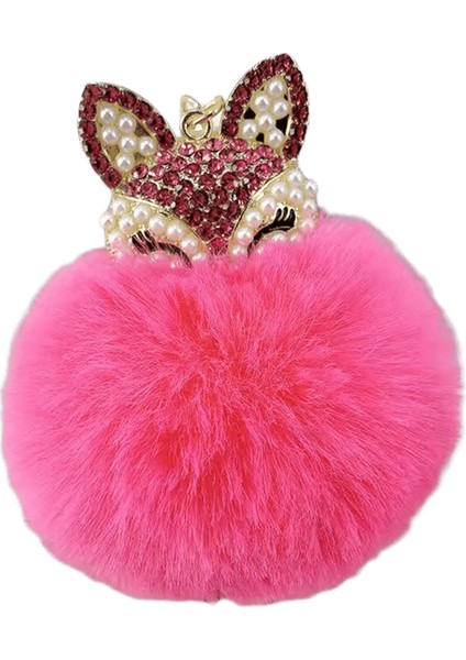 Sevimli Mini Tilki Kolye Anahtarlıklar Kadınlar Için Kızlar Kabarık Kürk Anahtarlık Zincirleri Ponpon Topu Rhinestone Araba Anahtarlık Tutucu Charm Çanta (Yurt Dışından)