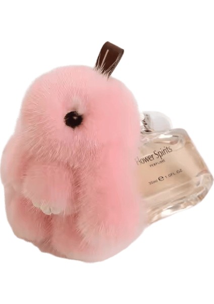 Sevimli Tavşan Gerçek Vizon Kürk Anahtarlık Yüzükler Doğum Günü Hediyesi Kız Aksesuarları Kadın Çanta Süsleri Biblolar Peluş Tavşan Kolye Araba Anahtarı Renk: Pembe / Boyut: 8 cm (Yurt Dışından)