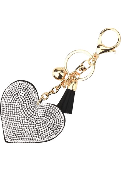 Kadın Kalp Anahtarlık Tam Kristal Anahtar Tutucu Çanta Kolye Püskül Altın Zincir Çanta Anahtarlık 6 Renk (Yurt Dışından)